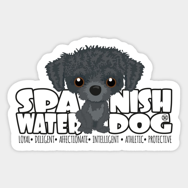 Spanish Water Dog (Silver) - DGBigHead Sticker by DoggyGraphics